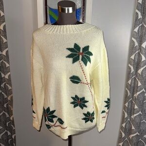 Cream Floral Knit Sweater